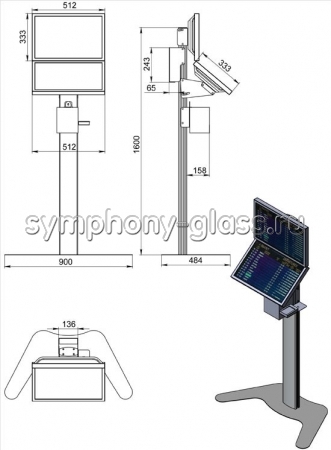 Напольная букмекерская стойка для 2-х мониторов, вариант 2